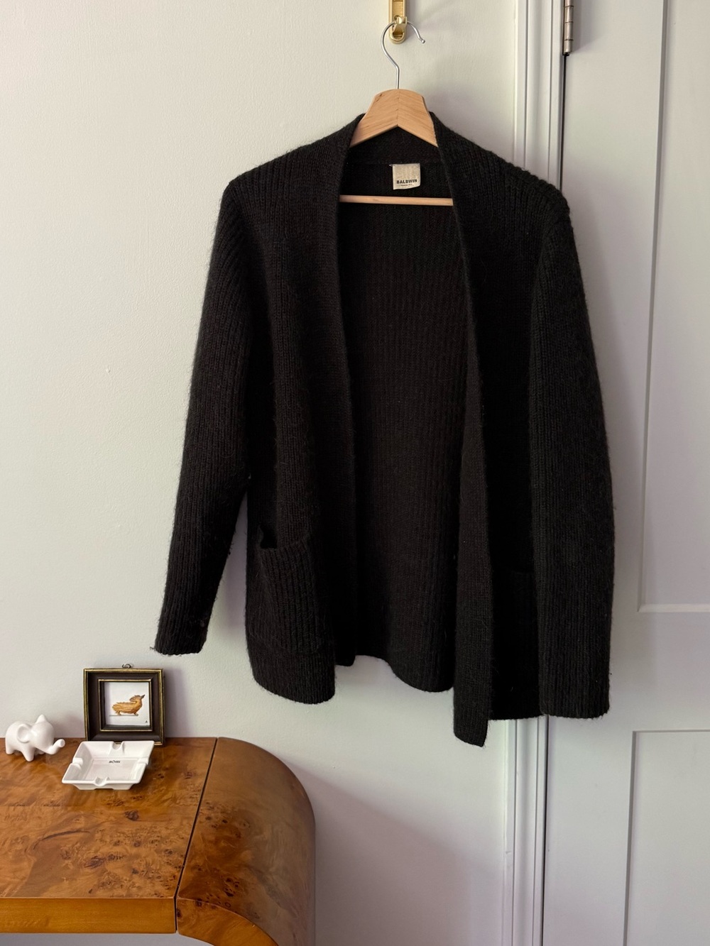 Baldwin ribbed wool and merino ribbed cardigan coat size s